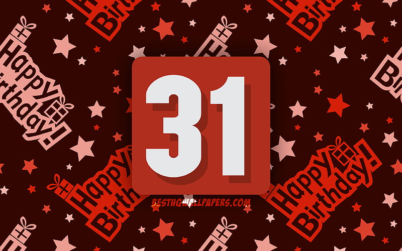 Happy 31 Years Birtay, red abstract background, Birtay Party, minimal, 31st Birtay, Happy 31st birtay, artwork, Birtay concept, 31st Birtay Party, HD wallpaper