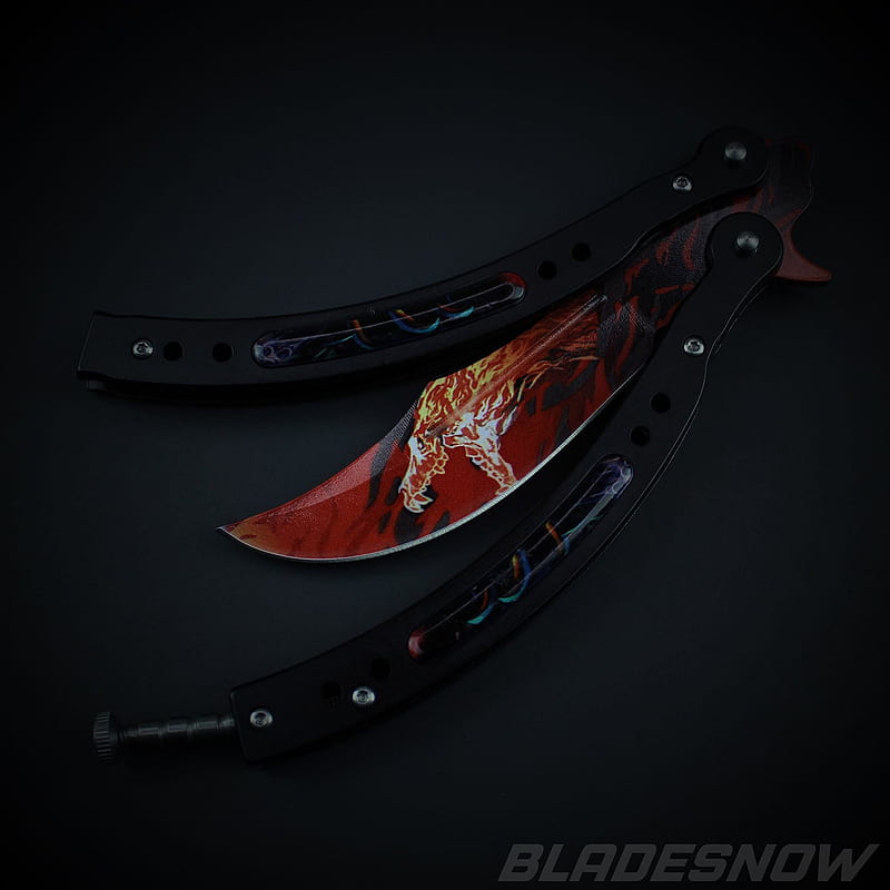 Dragon Fire Video Game IRL Balisong Pocket Knife Sharp, Butterfly Knife, HD phone wallpaper