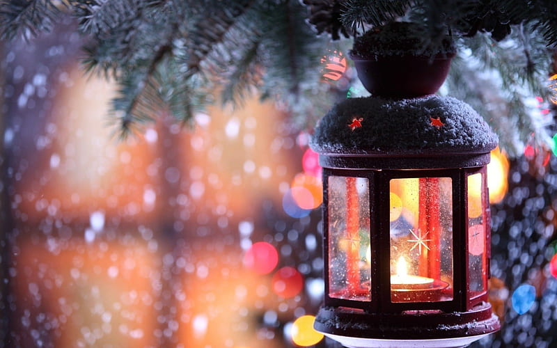 Christmas lamp, lamp, christmas, snow, colors, xmas, HD wallpaper | Peakpx