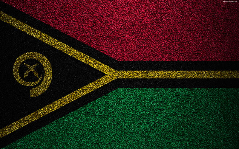 Flag of Vanuatu leather texture, Oceania, Vanuatu, world flags, HD wallpaper