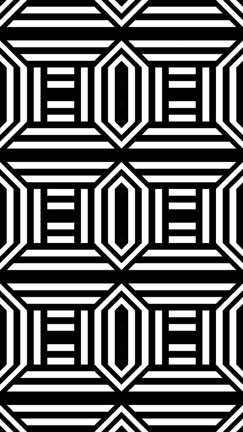 Hexagonal rhombuses, Divin, abstract, art, black, black-white, contemporary, desenho, figure, futuristic, geometric, geometry, graphic, illusion, illusive, kinetic, line, modern, op-art, optical, optical-art, optical-illusion, pattern, striped, stripes, technologic, texture, visual, white, HD phone wallpaper