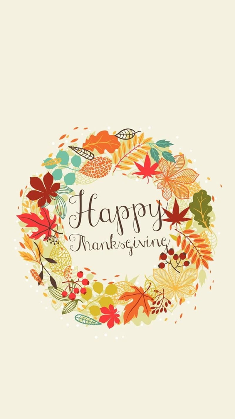 Happy Thanksgiving, happy, thanksgiving, fall, autumn, leaves, wreath, HD phone  wallpaper | Peakpx