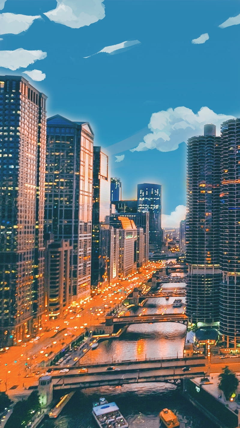 Citylandscape beta1, aesthetic, chicago, city, city landscape, cute,  iphone, HD phone wallpaper | Peakpx