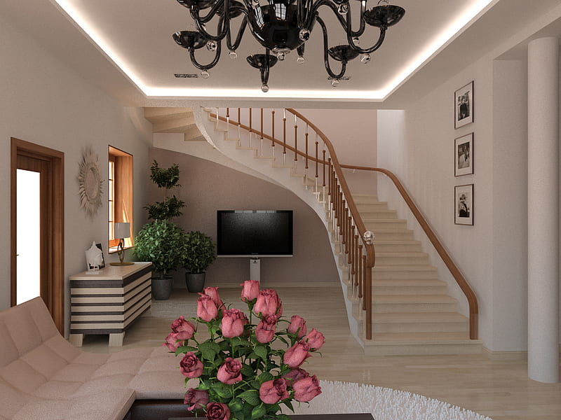 interior, house, home, desenho, bonito, roses, decor, flowers, peaceful, style, HD wallpaper