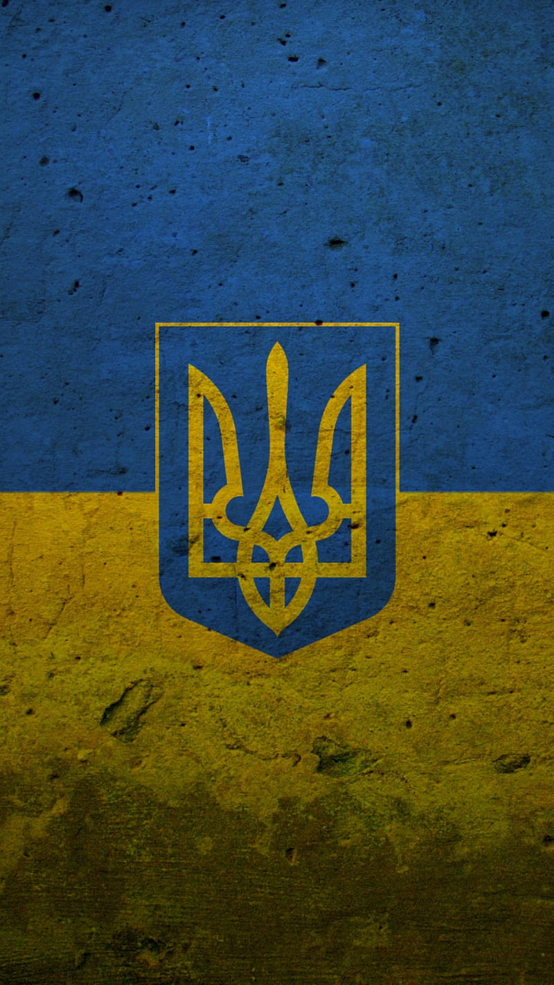 UKRAINE FLAG, coat of arms, paint, HD phone wallpaper