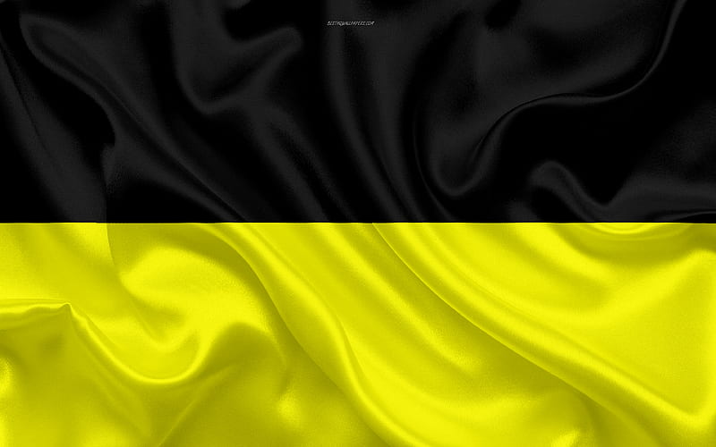 Flag of Aachen silk texture, yellow black silk flag, German city, Aachen, North Rhine-Westphalia, Germany, symbols, HD wallpaper