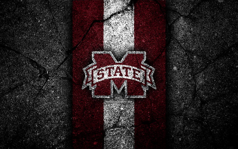 Mississippi State Bulldogs american football team, NCAA, purple white stone, USA, asphalt texture, american football, Mississippi State Bulldogs logo, HD wallpaper