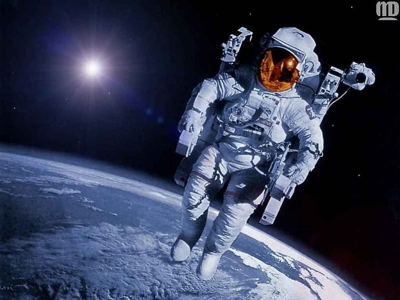 Astronaut working overtime, outer space, buzz, star trek, earth, HD wallpaper