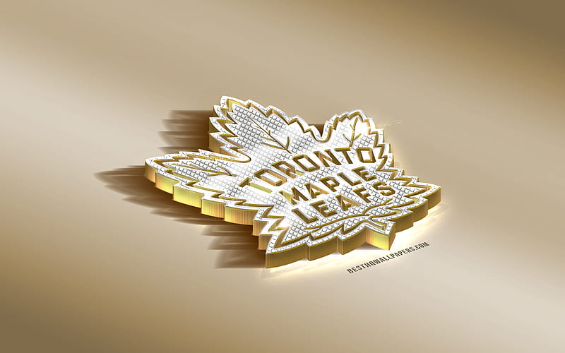 Toronto Maple Leafs, Canadian Hockey Club, NHL, Golden Silver logo, Toronto, Ontario, USA, National Hockey League, 3d golden emblem, creative 3d art, hockey, HD wallpaper