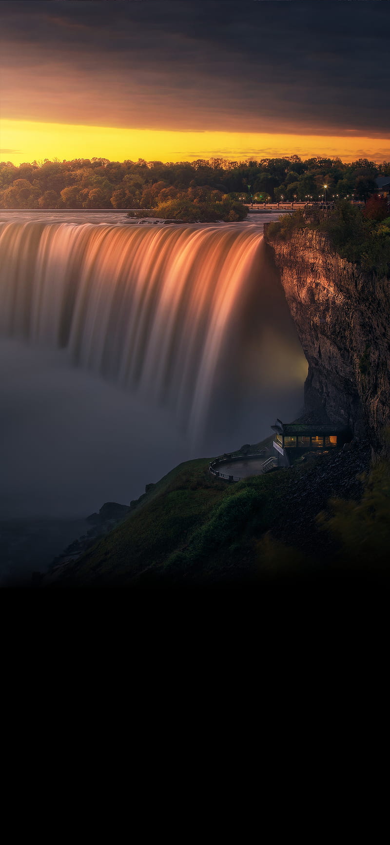 Water falls, drawing, nature, night, waterfall, waterfalls, HD phone ...