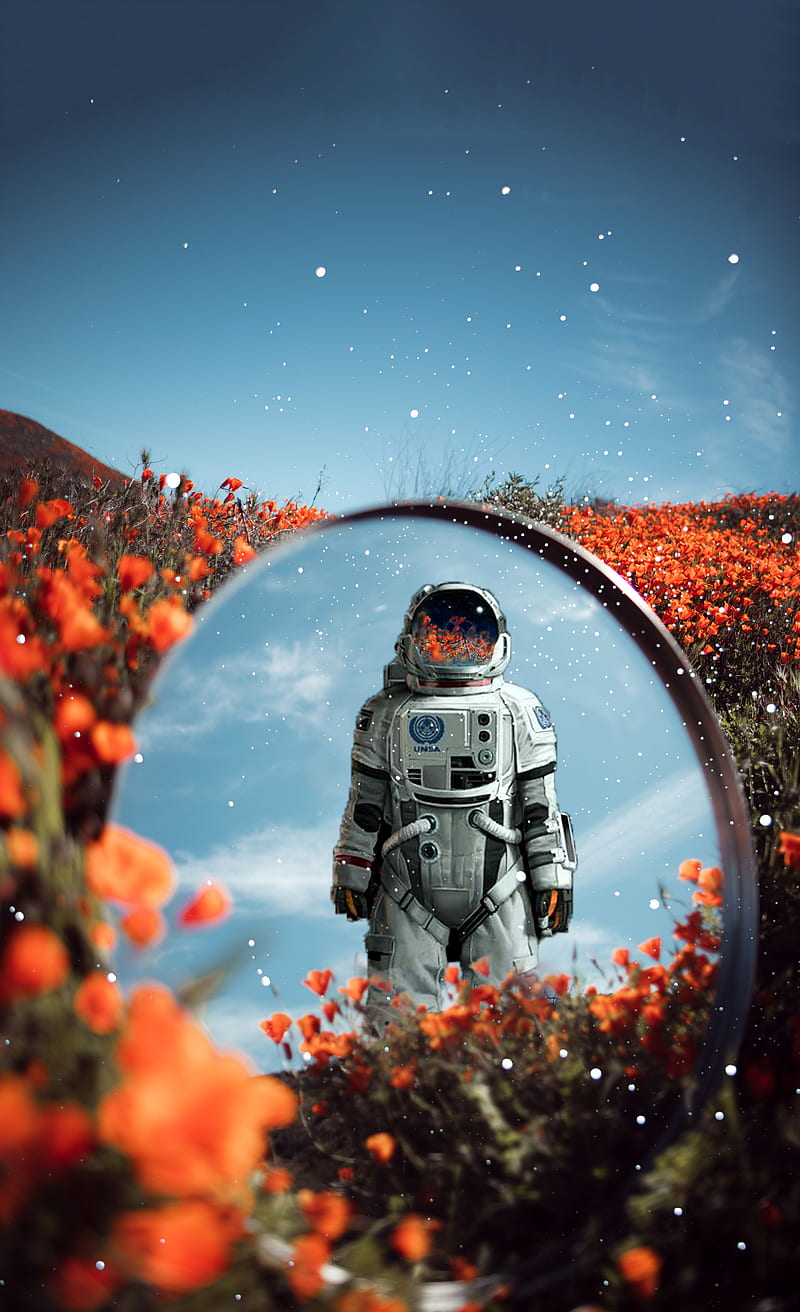 Astronauta, sherif, nube, espejo, bonito, reflejo, Fondo de pantalla de  teléfono HD | Peakpx