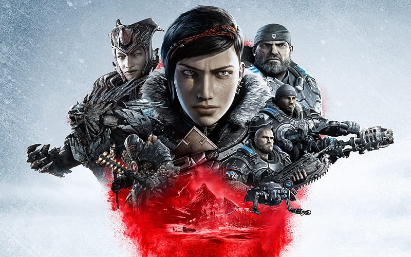 Gears 5, characters cast, 2019 games, shooter, poster, 2019 Gears 5, HD wallpaper