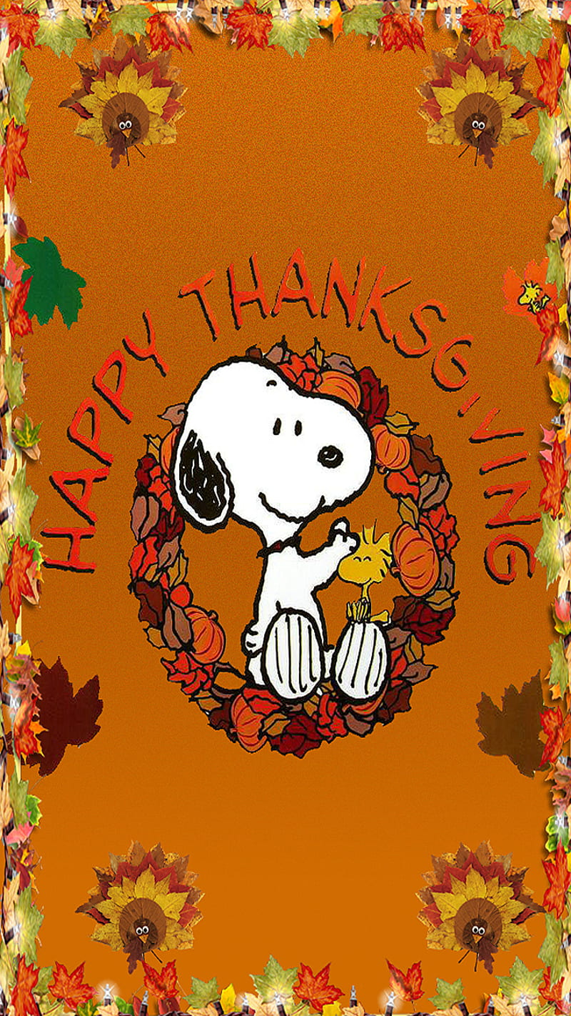 turkey day snoopy, happy thanksgiving, leaves, thanksgiving, HD phone wallpaper
