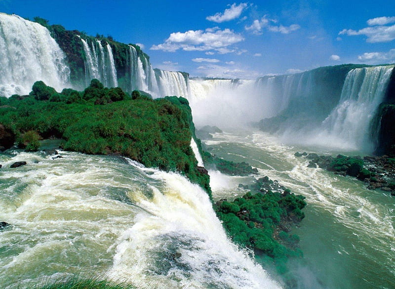 Iguazu Falls, river, iguazu, waterfalls, falls, HD wallpaper
