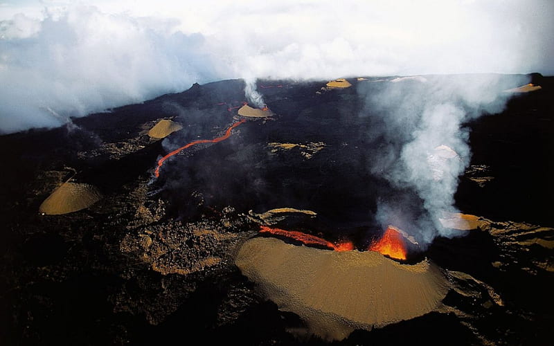 Eruption of Piton de la Fournaise, Reunion Island, France, Reunion Island, eruption, France, forces, nature, Piton de la Fournaise, HD wallpaper