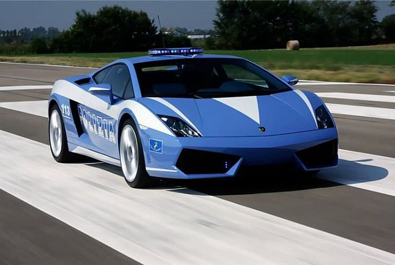 NEW ITALIAN POLICE CAR, car, new, police, white, blue, HD wallpaper