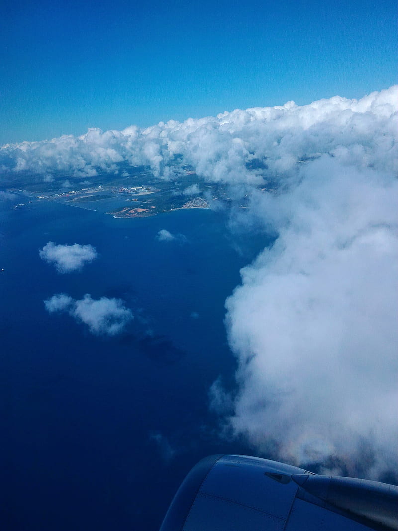 Visto de cima, airplane, aviao, ceu, clouds, nuvens, paz, sky, HD phone wallpaper