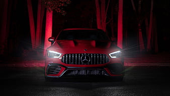 mercedes-amg gt 63-s, red, headlights, red supercars, Vehicle, HD wallpaper