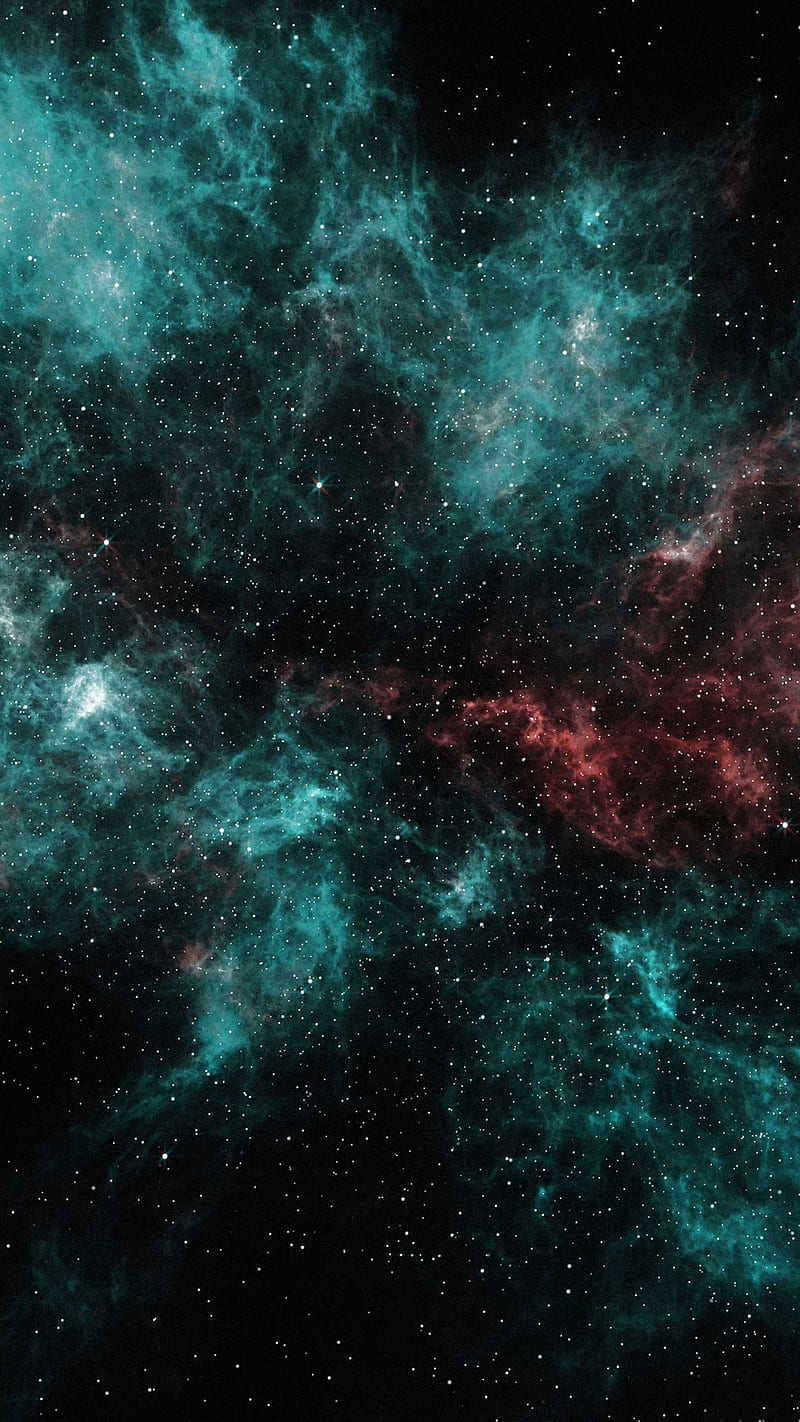 teal space, cloud, dark, galaxy, nebula, scifi, stars, universe, HD phone wallpaper