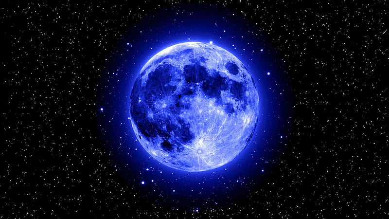 Blue moon, stars, moon, blue, dark, HD wallpaper | Peakpx