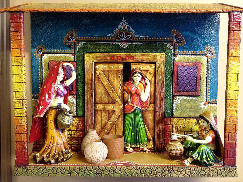 Wall Decor From Rajasthan India. Mural art, 3D wall art, India decor, Rajasthani Painting, HD wallpaper