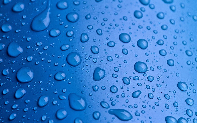 water drops, blue background, water concepts, save water, ecology, HD wallpaper