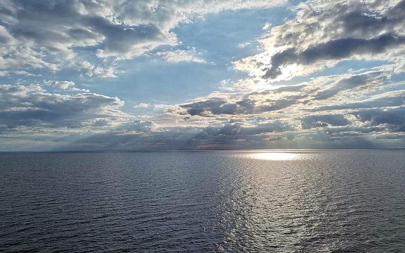 Silver Sea, Latvia, sunshine, clods, sea, HD wallpaper