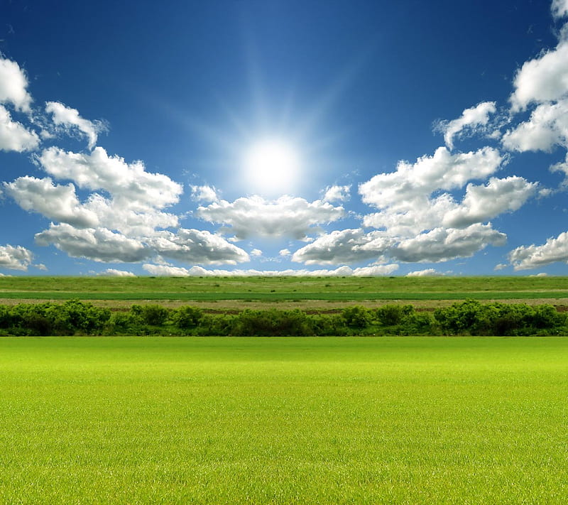 Morning, 3d, clouds, good morning, grass, greenery, sky, style, sun, HD  wallpaper | Peakpx