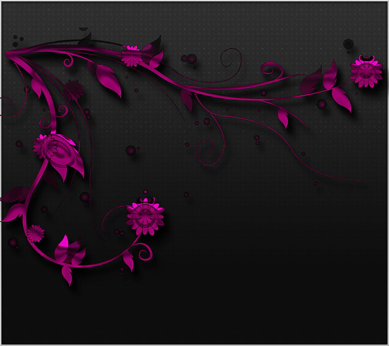 Abstract Flowers, abstract, art, black, desenho, digital, flowers, pink, purple, vector, HD wallpaper