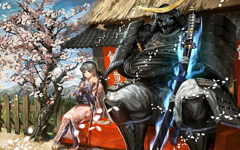Samurai-Anime design, HD wallpaper