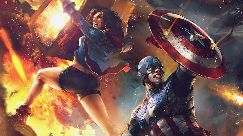 Captain America And America Chavez Evo 2, captain-america, superheroes, artwork, artist, artstation, HD wallpaper