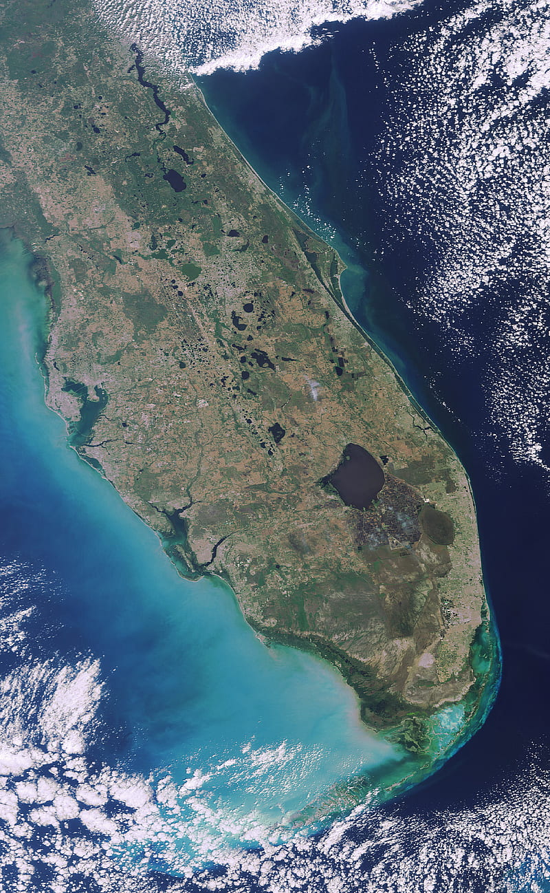 Florida, ocean, peninsula, space, view, water, HD phone wallpaper