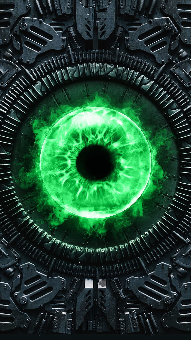 The green eye, burn, burning, eye, fire, flame, green eye, metal, HD phone wallpaper