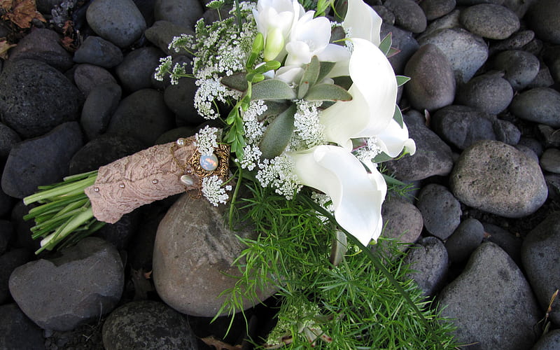 wedding bouquet, white lilies, bridal bouquet, white flowers, wedding concepts, HD wallpaper