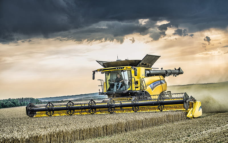 New Holland CR1090 wheat harvest, 2019 combines​, agricultural machinery, R, grain harvesting, combine harvester, Combine​ in the field, agriculture, New Holland Agriculture, HD wallpaper