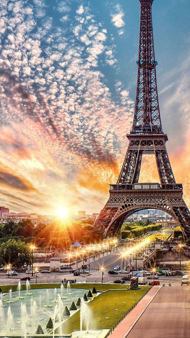 Eiffel Tower With Sky Background, paris, nature, eiffel tower, 8-k, HD phone wallpaper