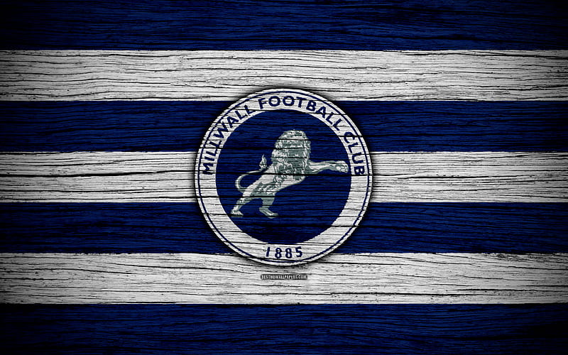 Millwall FC EFL Championship, soccer, football club, England, Millwall, logo, wooden texture, FC Millwall, HD wallpaper