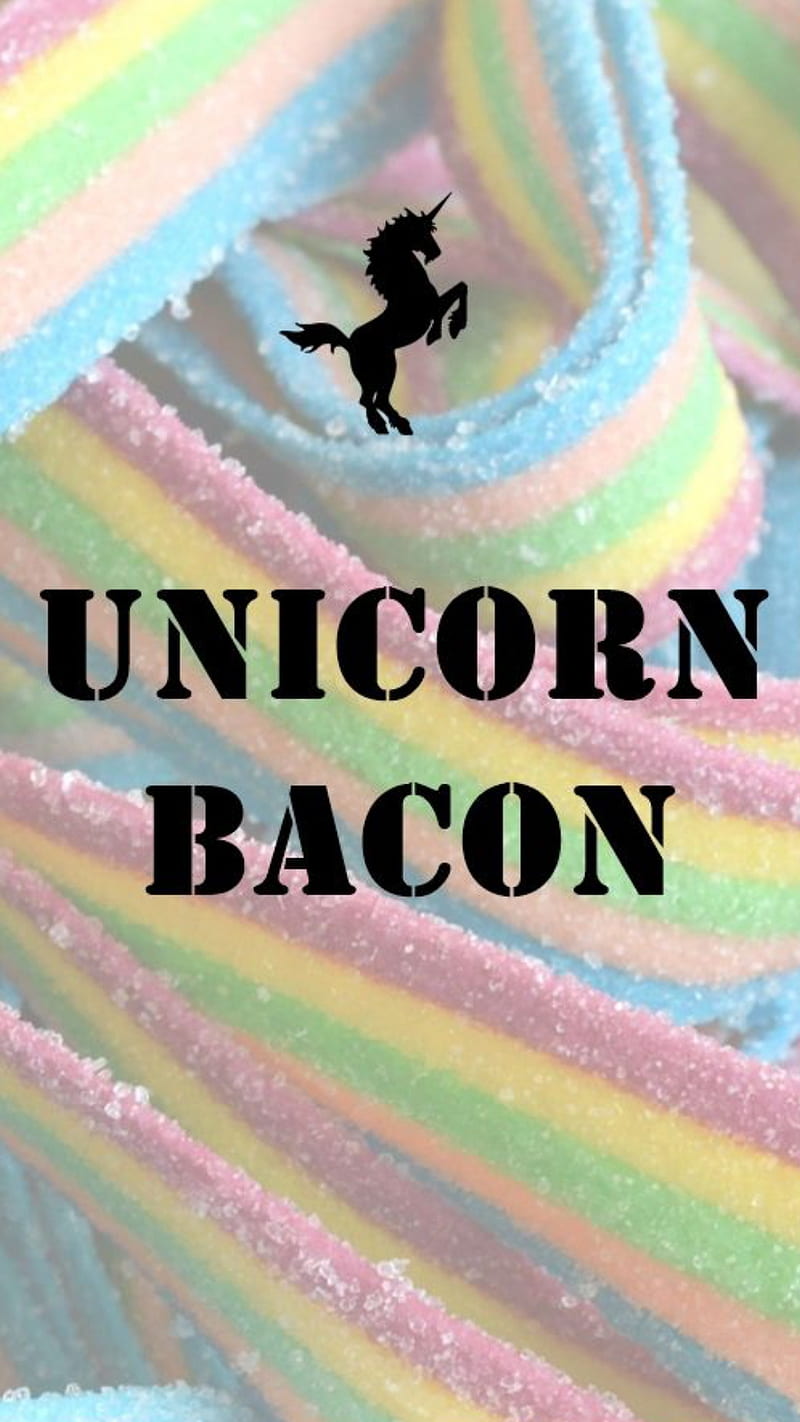 Unicorn, bacon, colour, colourful, stips, sugar, sweets, unicorn bacon, HD phone wallpaper