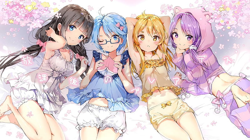 Anime girls, cute, pajamas, kawaii, female, Anime, cute anime girls, anime girl, HD wallpaper