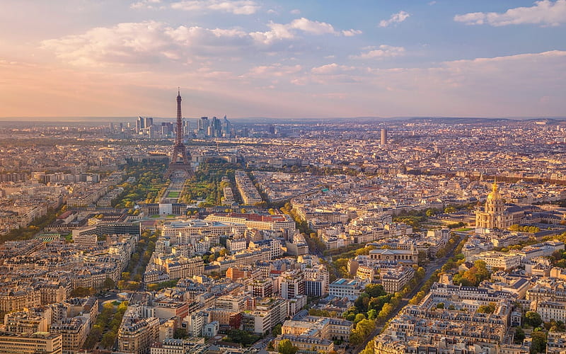 Morning, Paris, Eiffel Tower, the city panorama, France, HD wallpaper