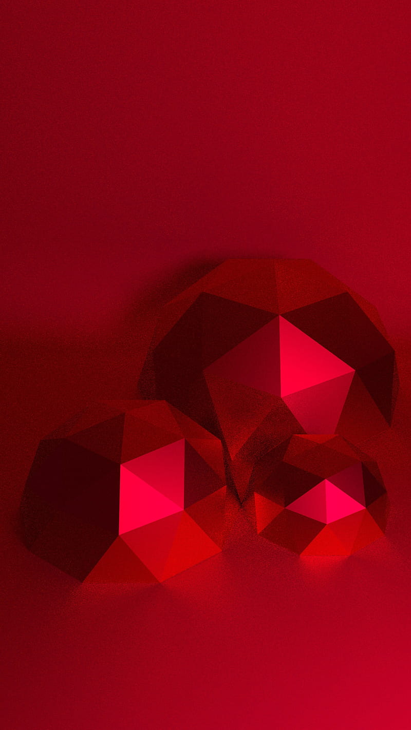 Red PolyMetal, 3D, abstract, art, color, colorful, geometric, geometry, gradient, light, lighting, lowpoly, material, metal, mirror, models, pink, plane, poly, polyart, polygons, render, shadows, spheres, HD phone wallpaper