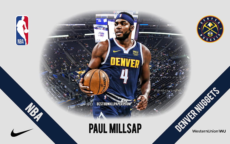 Paul Millsap, Denver Nuggets, American Basketball Player, NBA, portrait, USA, basketball, Pepsi Center, Denver Nuggets logo, HD wallpaper