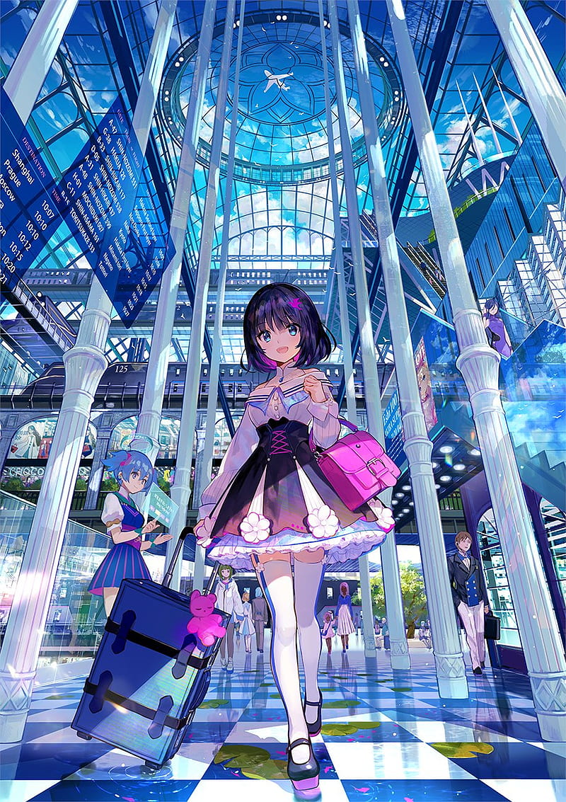 Blue Mall, anime, shopping, HD phone wallpaper