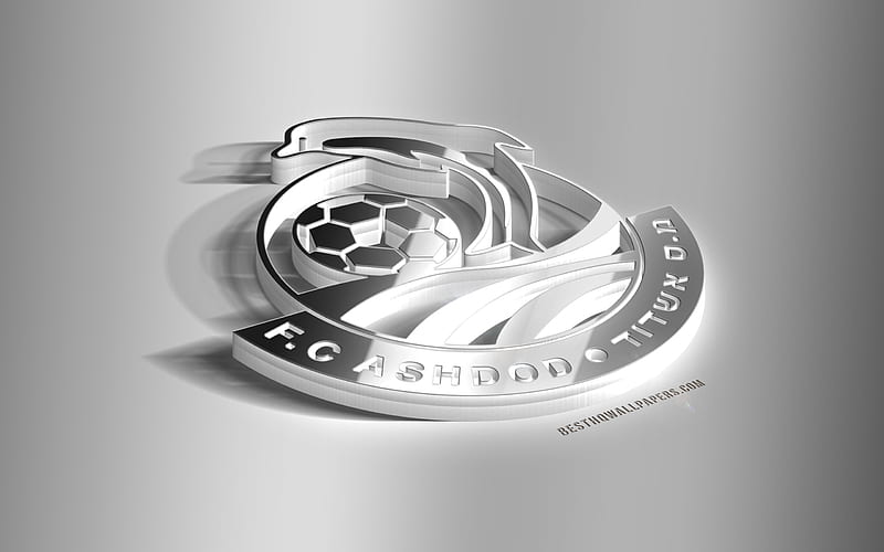FC Asod, 3D steel logo, Israeli football club, 3D emblem, Asod, Israel, Israeli Premier League, Ligat HaAl, Asod metal emblem, football, creative 3d art, Moadon Sport Asod, HD wallpaper