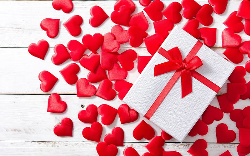 Valentine's Day Hearts, shapes, graphy, corazones, boxes, tables, HD wallpaper
