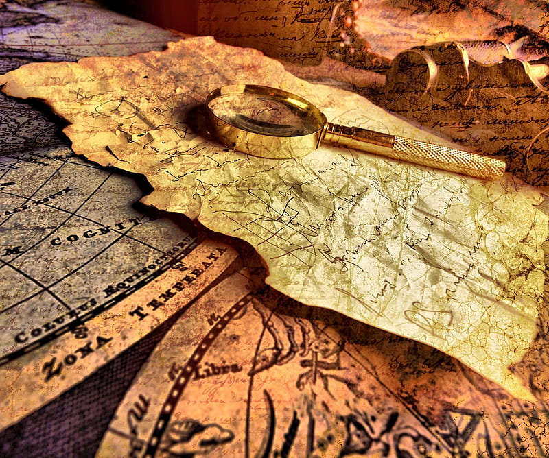 Ancient Map, adventure, cool, gold, ocean, sea, travel, treasure, HD wallpaper