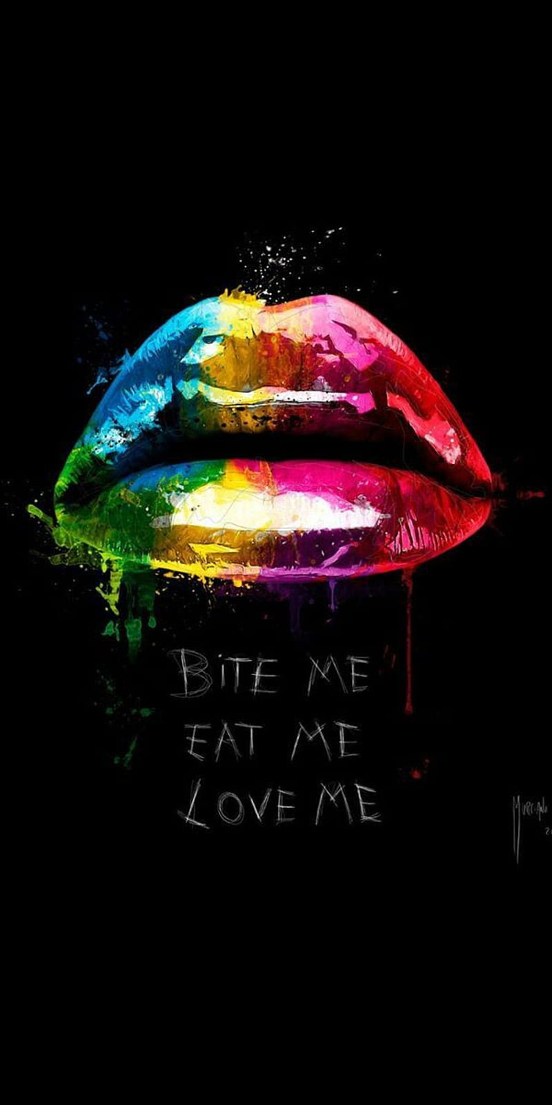 Bite Eat Love Me, funny, lips, HD phone wallpaper