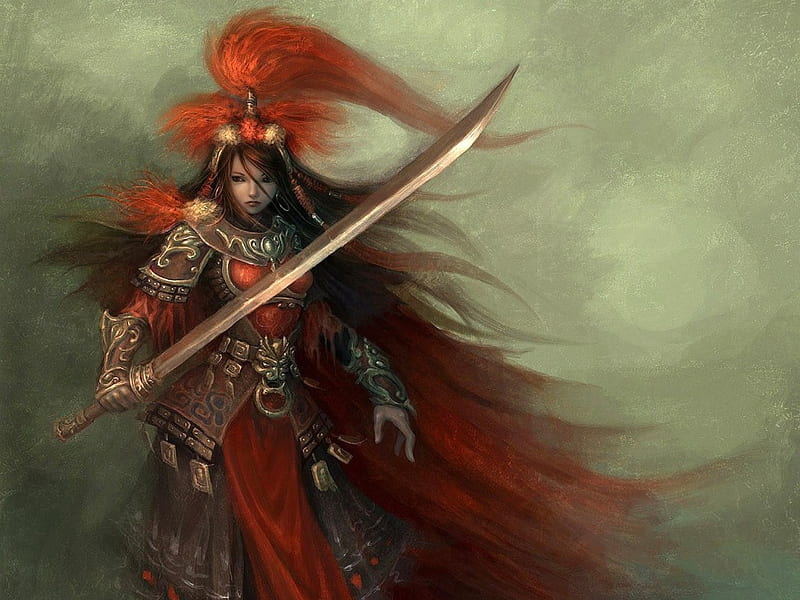 warrior woman,with sword,japanese, warrior woman, with sword, japanese, HD wallpaper