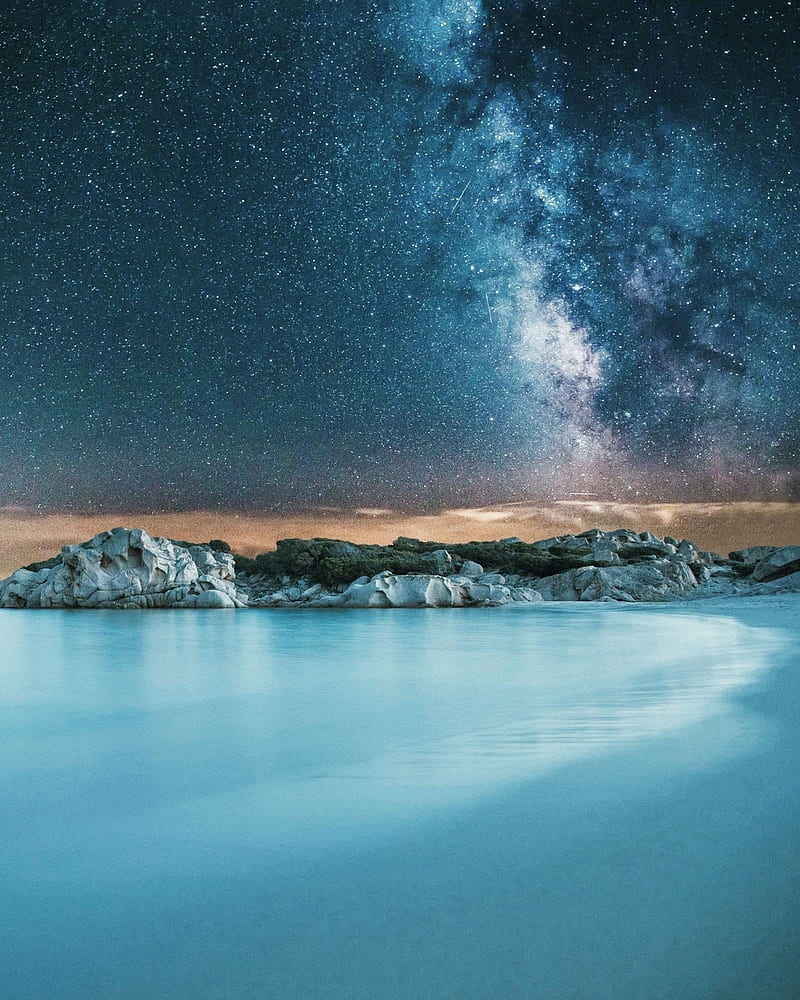 Corsica, mountain, night, scenery, sky, starry, HD phone wallpaper