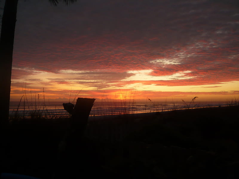 Morning Fire, beach, bonito, sunrise, sky, HD wallpaper